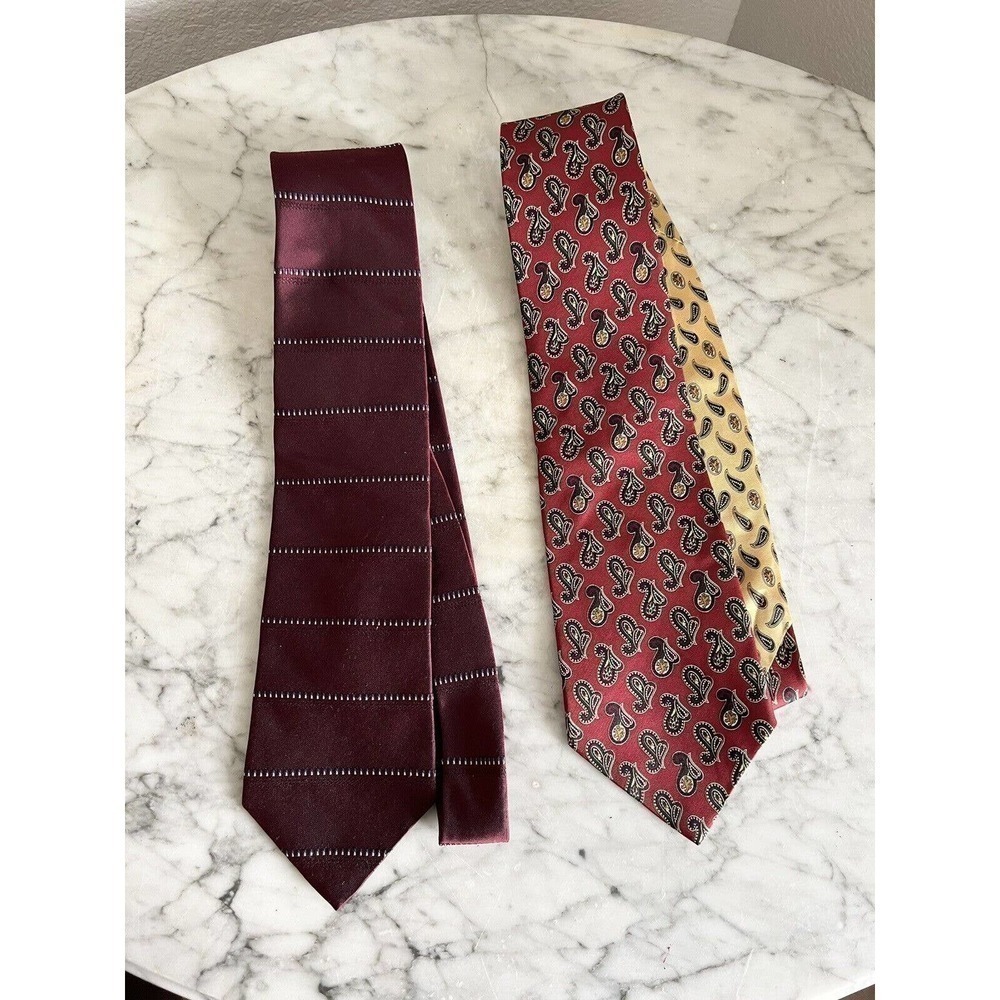 Tommy Hilfiger Silk Tie Lot Of 2 Paisley Dotted Stripe